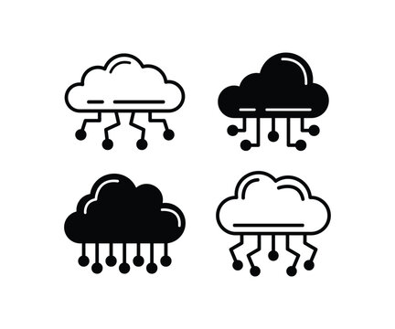 cloud computing industrial icon simple vector design black white illustration template collections