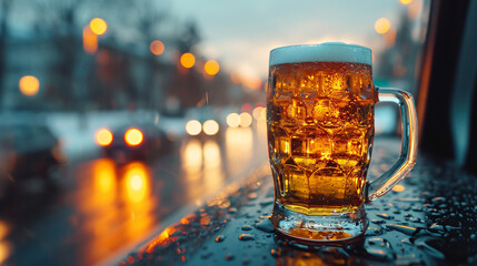 A glass of frothy beer