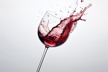  a close up of a wine glass with a liquid splashing out of the top and bottom of the glass.