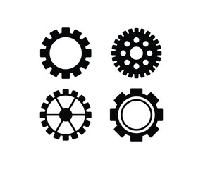 set of gears industrial icons setting simple black white vector design illustration collections 
