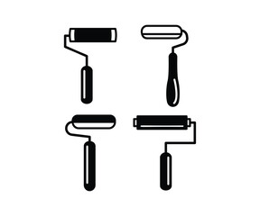 set of tools paint roller icon for construction work simple black white illustration vector design collections template