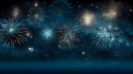 Fototapeta premium Beautiful creative holiday background with fireworks and sparkles