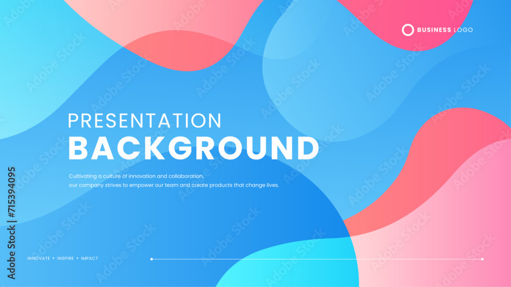 Poster blue peach and pink vector abstract simple background with wave and liquid shapes. simple presentati