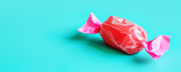 Candy Wrapped on Blue Background