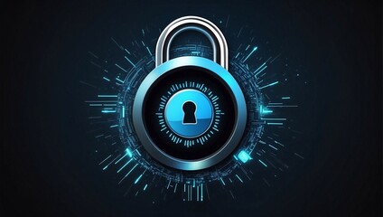 Hidden data lock sign on digital background, data privacy day