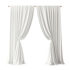 White curtain isolated on transparent background. PNG file, cut out	