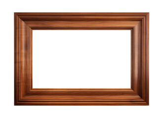 wooden picture frame isolated on transparent background. PNG file, cut out	
