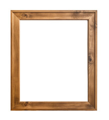 wooden picture frame isolated on transparent background. PNG file, cut out	