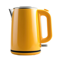 Yellow electric kettle isolated on transparent background. PNG file, cut out	