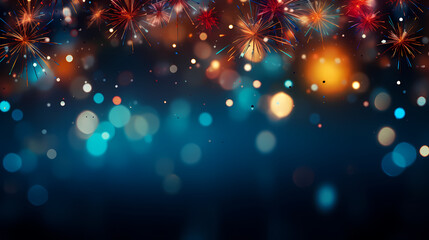 Beautiful creative holiday background with fireworks and sparkles