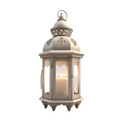 3D modern Islamic lantern on transparent background.