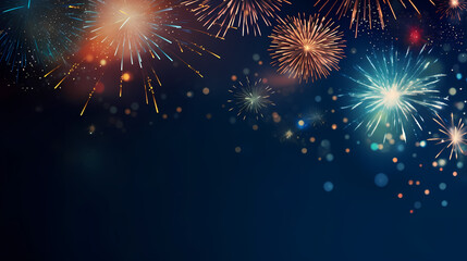 Naklejka premium Beautiful creative holiday background with fireworks and sparkles