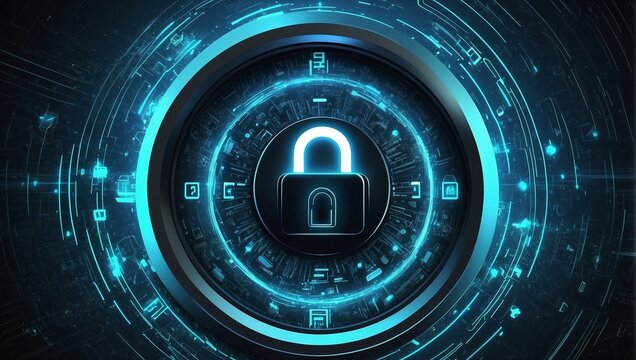 Hidden data lock sign on digital background, data privacy day