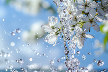 Pure spring water, showcasing its clarity and freshness