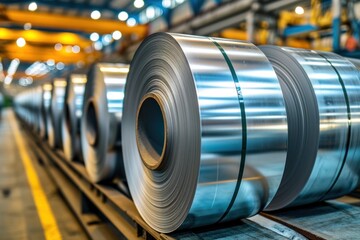 Galvanized galvanized steel sheet rolled in factory Big rolls of steel in a warehouse
