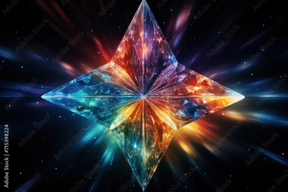Aufkleber a colorful diamond in the middle of a space filled with stars and a star like object in the middle o