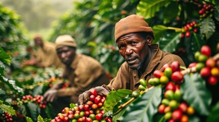 Discover the wealth of a coffee farm in Tanzania. Generative Ai. - obrazy, fototapety, plakaty