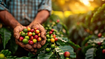 Highlight moments from worldwide fair trade coffee programs. Generative Ai. - obrazy, fototapety, plakaty