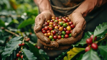 Highlight moments from worldwide fair trade coffee programs. Generative Ai. - obrazy, fototapety, plakaty