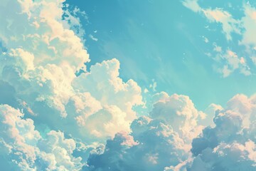 Fototapeta na wymiar Anime-inspired clouds painted with a soft, dreamy touch in the afternoon anime 4k background
