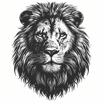 Hand Drawn Lion, A Lion Head With A White Background