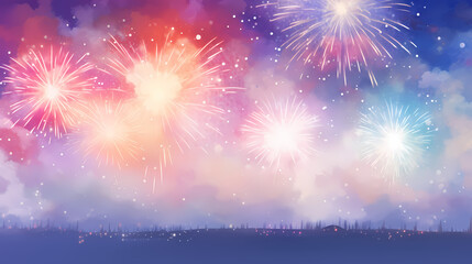 Beautiful fireworks background at night for holiday decoration