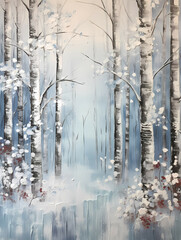 Vintage For Birthday Snowy Forest, A Painting Of Trees In A Forest