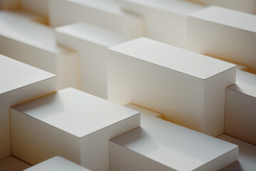 Abstract background 3D white square shape with different levels