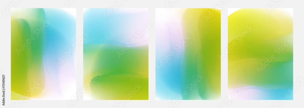 Aufkleber set of springtime color backgrounds with bright blurred gradients for spring season creative graphic