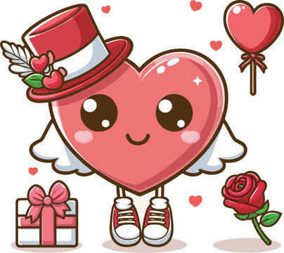 valentine day card design, valentines day gift, valentines day groovy cartoon