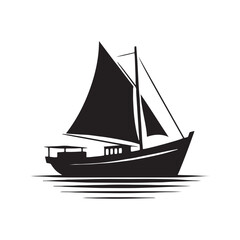 Nautical Rhapsody: Boat Silhouettes Dancing in a Rhapsody of Nautical Shadows - Boat Illustration - Sea Vector - Yacht Illustration
