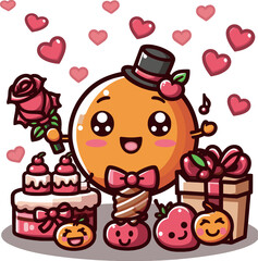 valentines day cartoon sun with smile