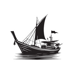 Seafaring Whispers: Boat Silhouettes Whispers Tales of Seafaring Adventures - Boat Illustration - Sea Vector - Yacht Illustration
