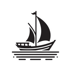 Aquatic Silhouettes: Boat Silhouette Series Illustrating the Graceful Dance of Nautical Shadows - Boating Silhouette - Boat Vector - Yacht Silhouette
