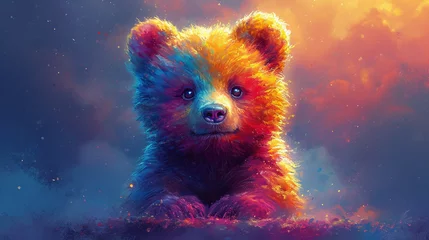 Dekokissen colored print illustration of cute baby honey bear © Adja Atmaja