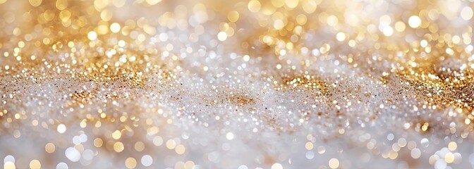 Abstract shiny white and gold glitter background