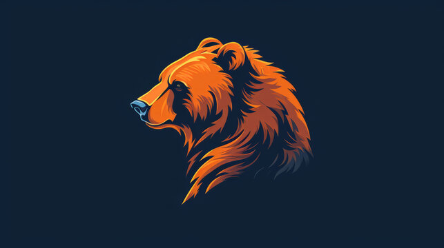 Minimalist abstract bear logo illustration on solid background