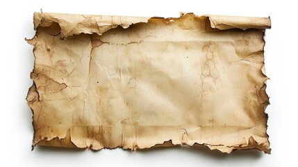 Old distressed blank paper documents isolated on a white background
