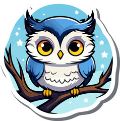Cute owl sticker vector illustration, transparent background. AI Generated