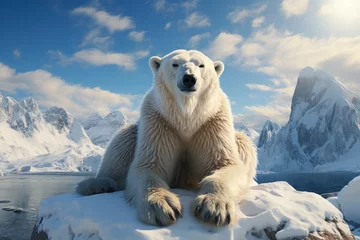 Foto op Plexiglas A polar bear on an Arctic ice floe © Mahenz