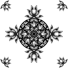 Beautiful black line drawing, symbol design, logo design, background pattern, fabric pattern, used to create background image.