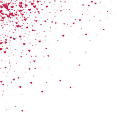 Red hearts scattered on white background.