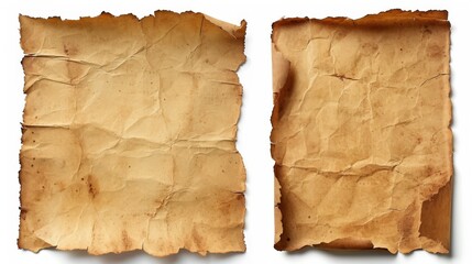 Fototapeta premium Old distressed blank paper documents isolated on a white background