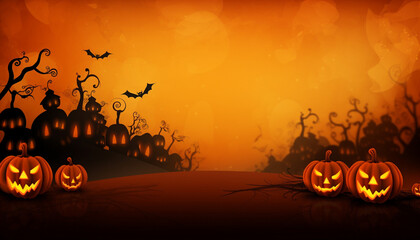 halloween background with pumpkin created with Generative Ai