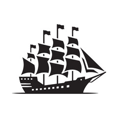 Oceanic Beauty: Boat Silhouettes Showcasing the Timeless Beauty Inherent in Ocean Transportation - Transportation Silhouette - Ship Vector - Yacht Silhouette
