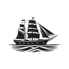 Maritime Elegance: Boat Silhouettes Crafted with Artistic Precision to Capture the Essence of Nautical Beauty - Transportation Silhouette - Ship Vector - Yacht Silhouette
