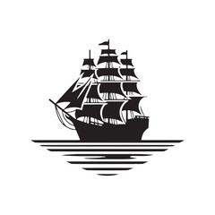 Oceanic Silhouettes: Ship Silhouette Series Illustrating the Beauty and Majesty of Ocean Transportation - Ocean Freight Illustration - Sea Vector - Ship Illustration
