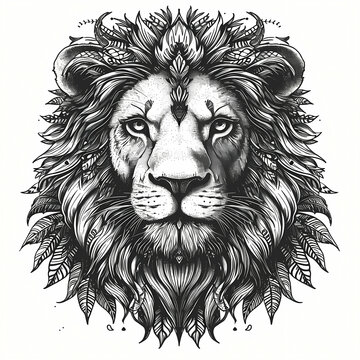 Hand Drawn Lion, A Lion With A Floral Design