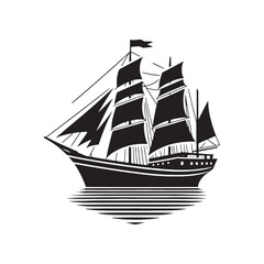 Maritime Essence: Ship Silhouettes Embodied in a Symphony of Oceanic Beauty - Ocean Freight Illustration - Sea Vector - Ship Illustration
