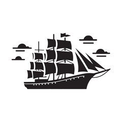 Nautical Serenity: Boat Silhouette Collection Featuring the Elegance of Seafaring - Ship Vector - Ocean Freight Silhouette - Yacht Silhouette
